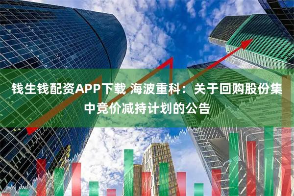 钱生钱配资APP下载 海波重科:关于回购股份集中竞价减持计划的公告