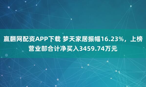 赢翻网配资APP下载 梦天家居振幅16.23%，上榜营业部合计净买入3459.74万元
